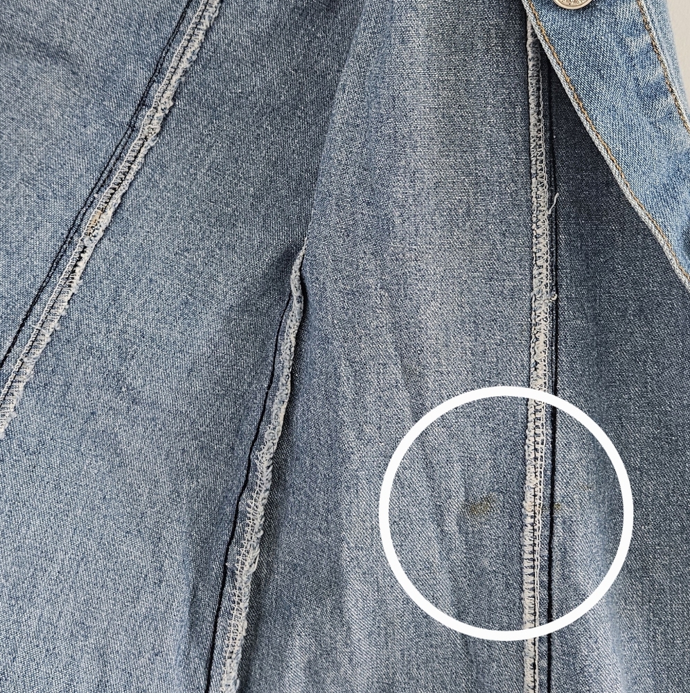 Boho Retro Western Cow Girl Denim Shirt Dress Button Front Plaid Accent Size S - Picture 11 of 13